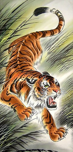 Набор для выкладывания мозаики Алмазная живопись "Тигр в траве"