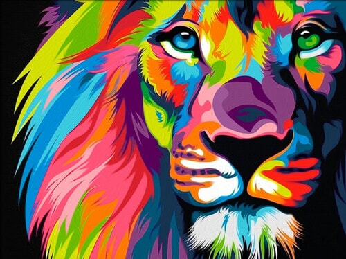 Набор для выкладывания мозаики Алмазная живопись "Красочный лев"