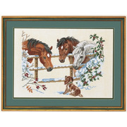 Набор для вышивания крестом Eva Rosenstand "Лошади и щенок"