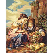 Канва с нанесенным рисунком Gobelin-L &quot;Девушки с корзиной винограда&quot;