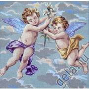 Канва с нанесенным рисунком Gobelin-L &quot;Ангелочки в голубом&quot;