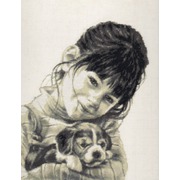 Набор для вышивания крестом Палитра "Девочка со щенком"