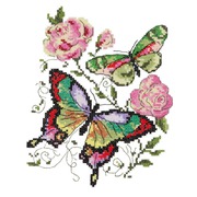 Набор для вышивания крестом Чудесная игла "Бабочки и розы"