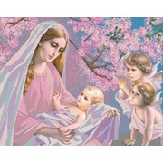 Ткань с рисунком для вышивки бисером Конёк "Мадонна с младенцами"
