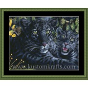 Набор для вышивания крестом Kustom Krafts Inc. &quot;Черная пантера с детенышем&quot;