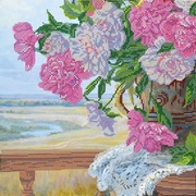 Ткань с рисунком для вышивки бисером Абрис Арт &quot;Любимые цветы&quot;