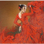 Ткань с рисунком для вышивки бисером Конёк "Фламенко"