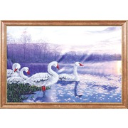 Ткань с рисунком для вышивки бисером Магия канвы "Лебеди на закате"