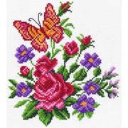 Канва с нанесенным рисунком Матрёнин посад "Цветы и бабочка"