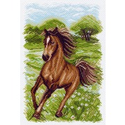 Канва с нанесенным рисунком Матрёнин посад "Пейзаж с лошадью"