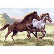 Канва с нанесенным рисунком Матрёнин посад "Бегущие кони"