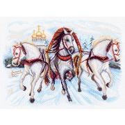 Канва с нанесенным рисунком Матрёнин посад "Тройка лошадей"
