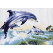 Канва с нанесенным рисунком Матрёнин посад "Дельфины"