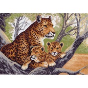 Канва с нанесенным рисунком Матрёнин посад "Леопарды на дереве"
