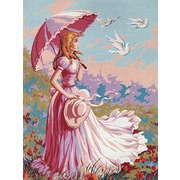 Канва/ткань с нанесенным рисунком Gobelin-L "Девушка с зонтиком"