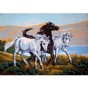 Канва с нанесенным рисунком Gobelin-L "Три коня"