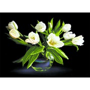 Ткань с рисунком для вышивки бисером Матрёнин посад "Белые тюльпаны"