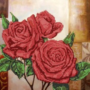Ткань с рисунком для вышивки бисером Глурия (Астрея) "Красные розы"