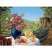 Ткань с рисунком для вышивки бисером Глурия (Астрея) "Завтрак на балконе"