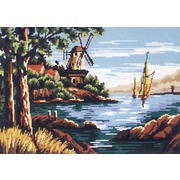 Канва с нанесенным рисунком Gobelin-L "Мельница на реке"