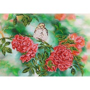 Ткань с рисунком для вышивки бисером Глурия (Астрея) "На ветке розы"