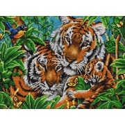 Ткань с рисунком для вышивки бисером Конёк "Тигры"