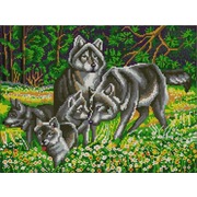Ткань с рисунком для вышивки бисером Конёк "Волчья семья"