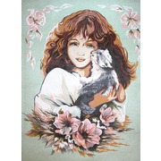 Канва с нанесенным рисунком Diamant "Девушка с кошкой"