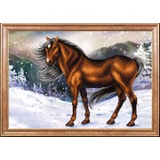Ткань с рисунком для вышивки бисером Магия канвы "Конь на снегу"