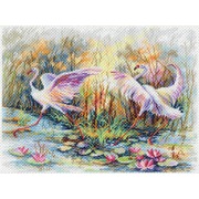 Канва с нанесенным рисунком Матрёнин посад "Танец фламинго"