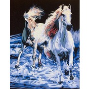 Канва с нанесенным рисунком Gobelin-L "Пара белых лошадей"