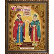 Набор для выкладывания мозаики Алмазная живопись "Икона Святые Петр и Феврония"