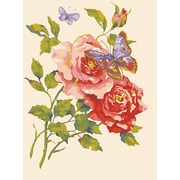 Канва с нанесенным рисунком Grafitec "Розовые розы и бабочка"