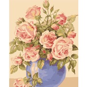 Канва с нанесенным рисунком Grafitec "Розы в голубой вазе"
