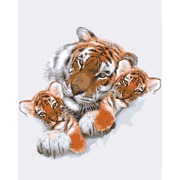 Канва с нанесенным рисунком Grafitec "Тигрица с тигрятами"