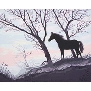 Канва с нанесенным рисунком Grafitec "Силуэт коня"