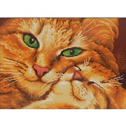 Ткань с рисунком для вышивки бисером Конёк "Кошка с котенком"