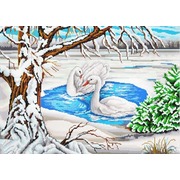 Ткань с рисунком для вышивки бисером Конёк "Лебеди на пруду"