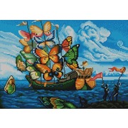 Ткань с рисунком для вышивки бисером Конёк "Бабочка-корабль"