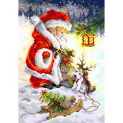 Канва с нанесенным рисунком Матрёнин посад "Юный Санта"