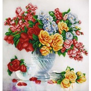 Ткань с рисунком для вышивки бисером Конёк "Розовый флер"