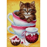 Набор для выкладывания мозаики Вышиваем бисером "Котенок в чашке"
