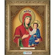 Ткань с рисунком для вышивки бисером МОСФА "Икона Иверская Богородица"