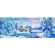 Ткань с рисунком для вышивки бисером Конёк "Зима искристая"
