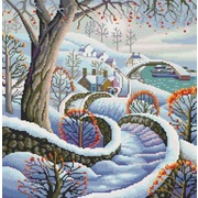 Ткань с рисунком для вышивки бисером Конёк "Зимняя дорожка"