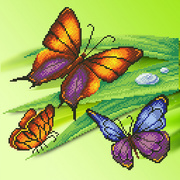 Ткань с рисунком для вышивки бисером М.П. Студия "Трио бабочек"