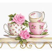 Набор для вышивания крестом Luca-S "Чайные чашки с розами"