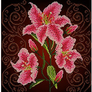 Ткань с рисунком для вышивки бисером Божья коровка "Нежная лилия"