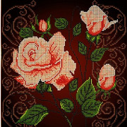 Ткань с рисунком для вышивки бисером Божья коровка "Чайная роза"