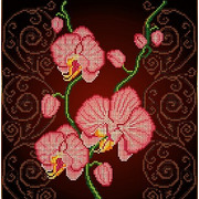 Ткань с рисунком для вышивки бисером Божья коровка "Орхидея розовая"